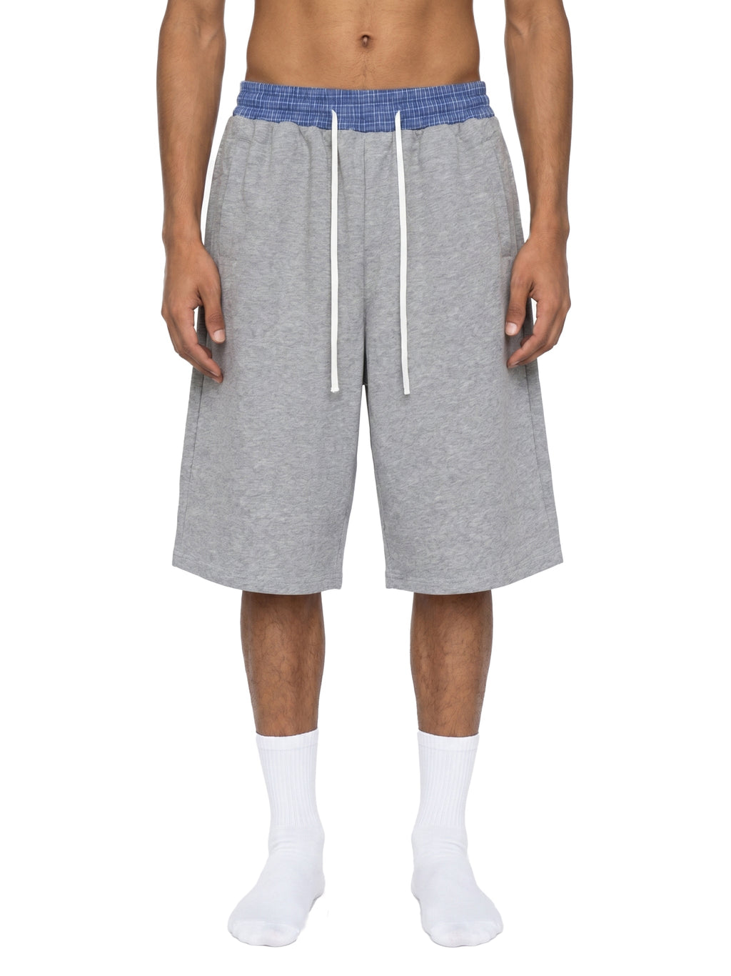 Unisex Plaid Waistband Shorts