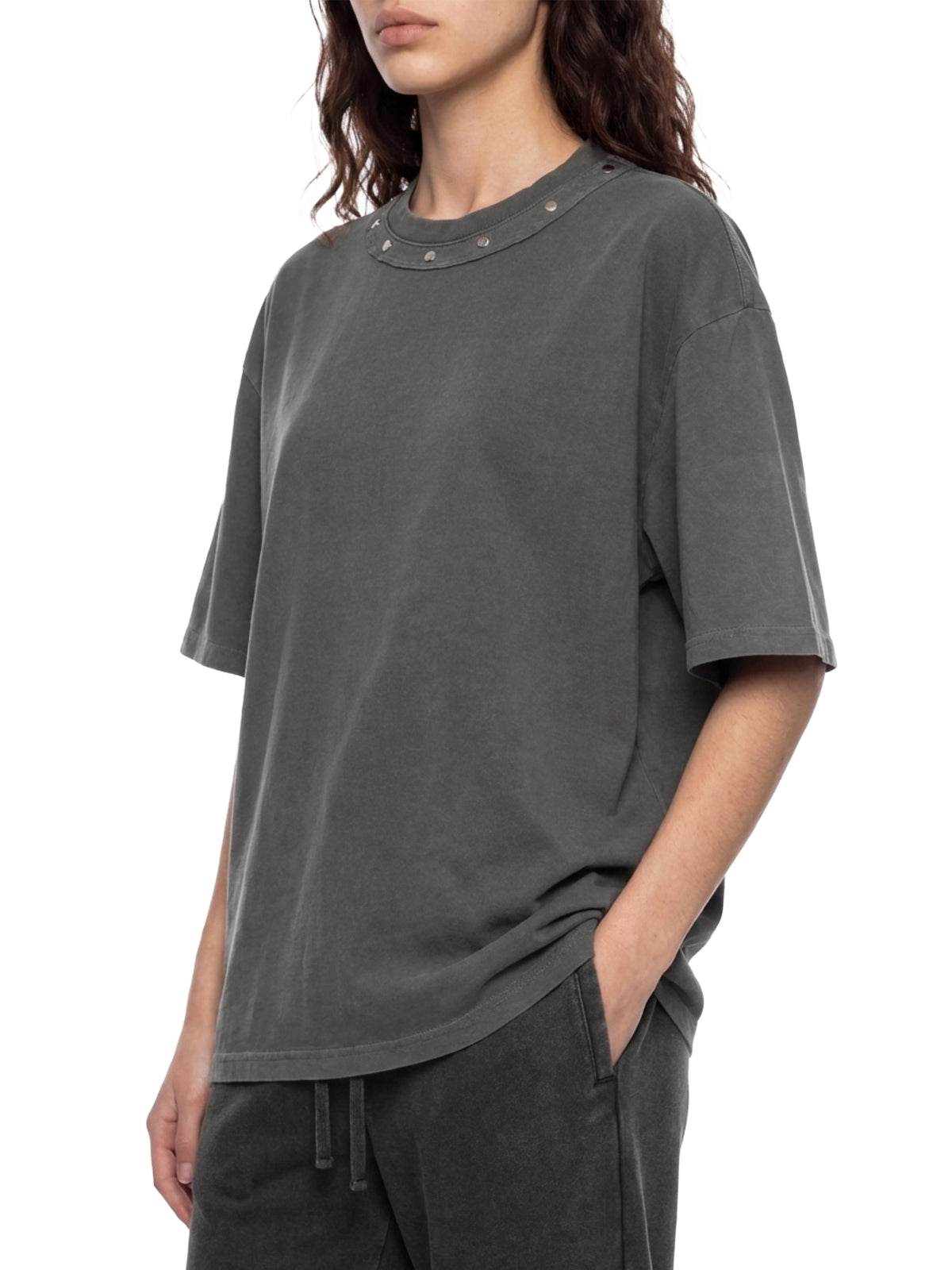 Unisex Washed Boxy Studded T-Shirt