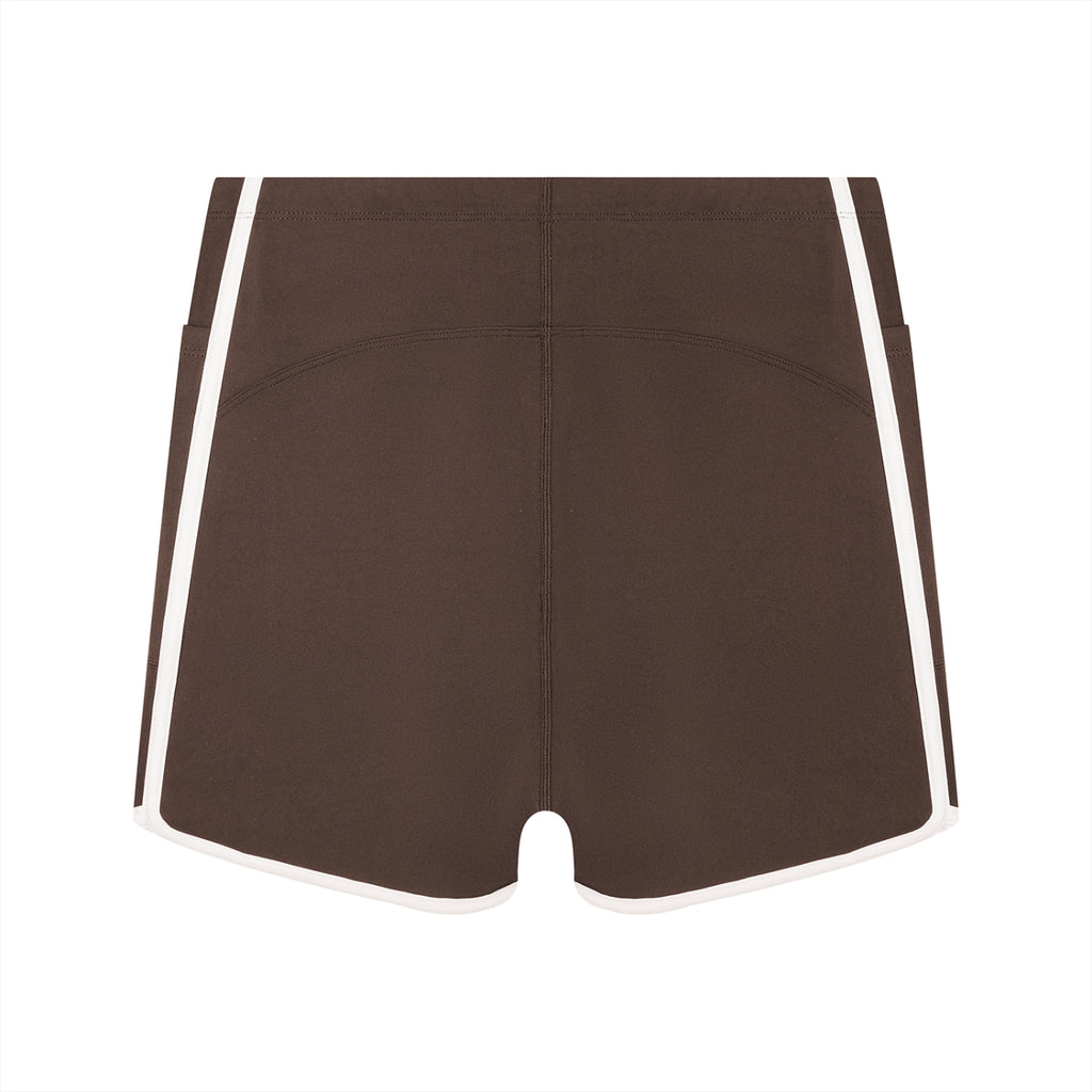 Off Script Women’s High-Rise Contrast-Piped Yoga Shorts