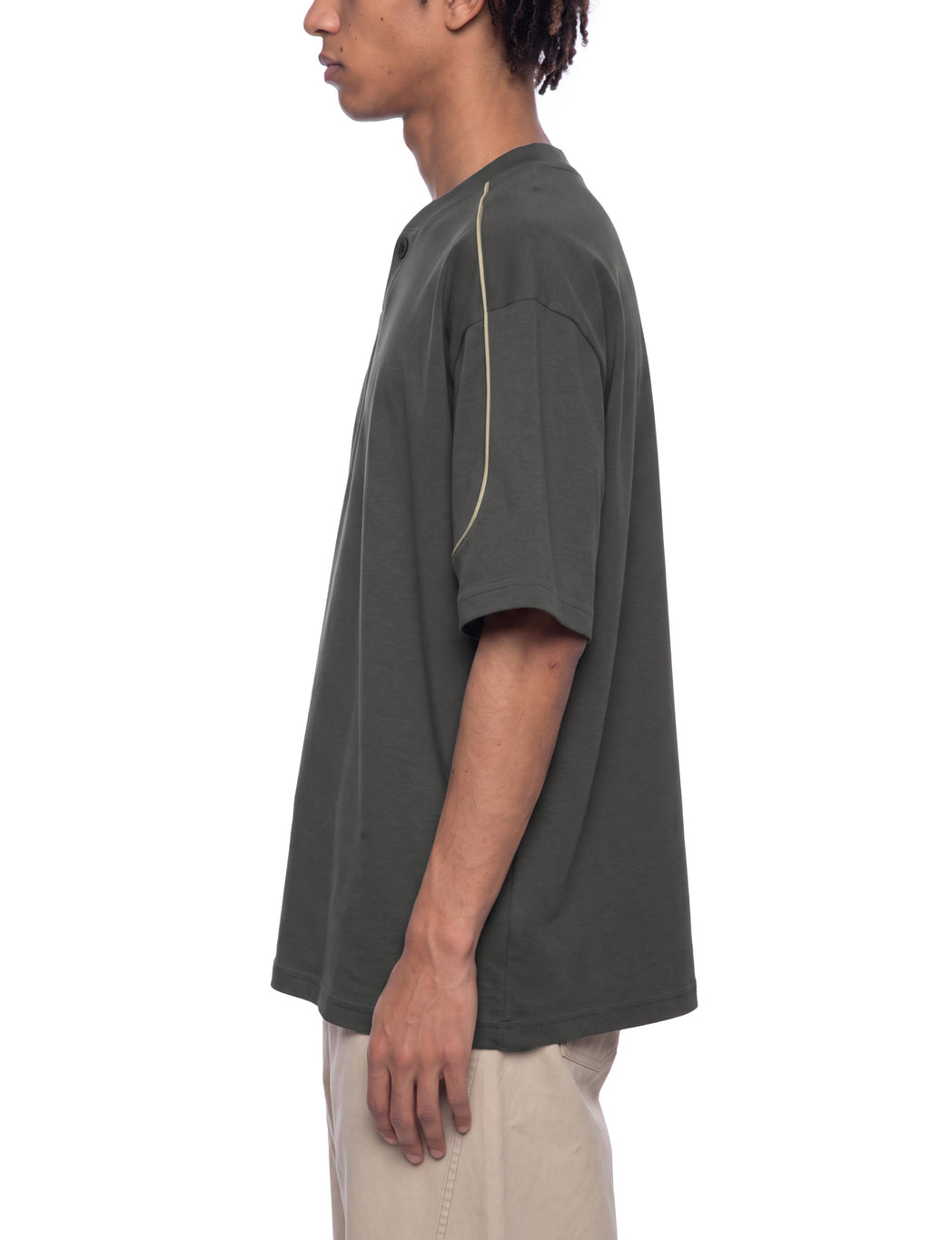 Unisex Oversized Piping Henley T-Shirt