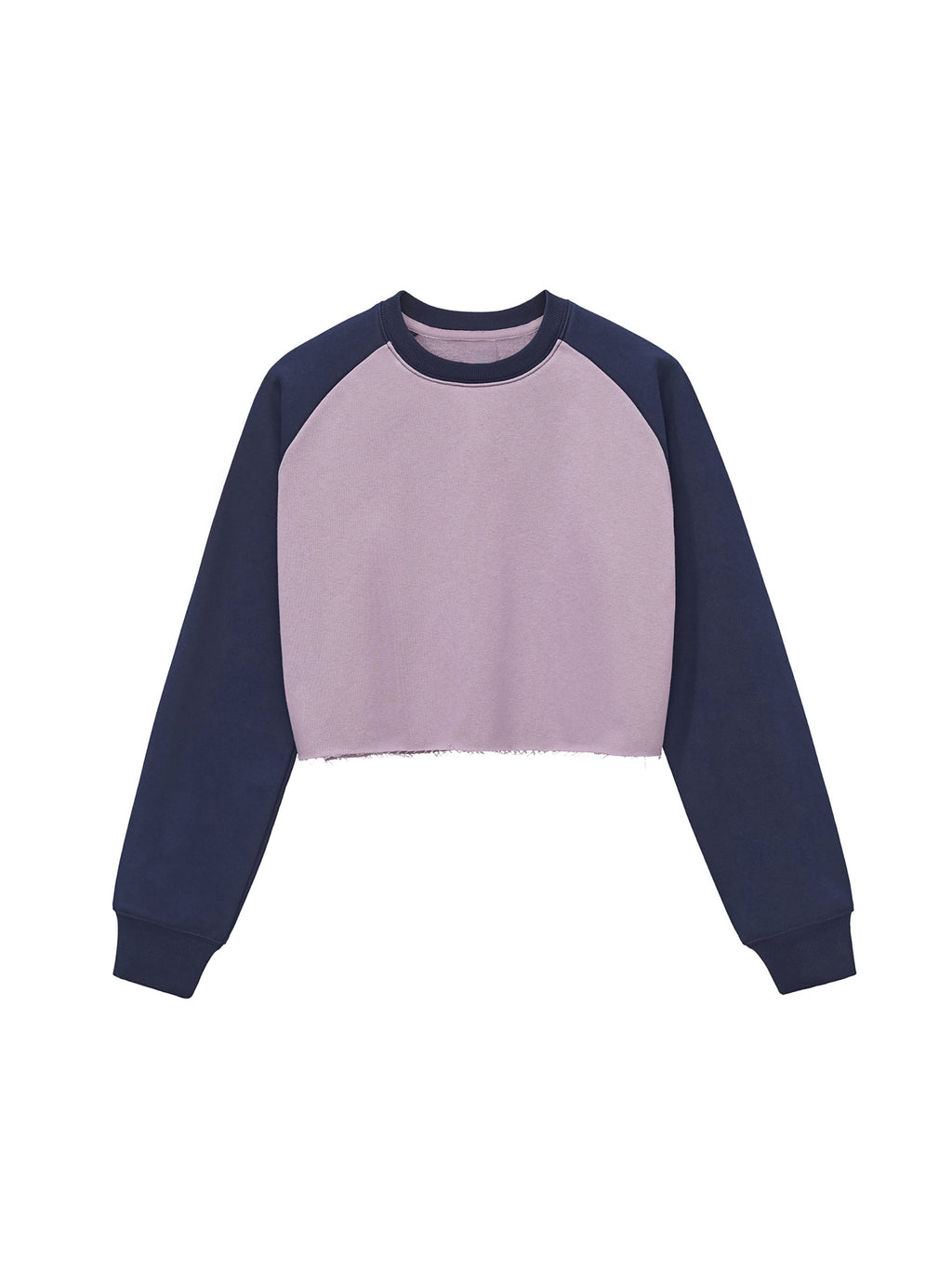 Raw-Hem Colour-Block Raglan Crop Sweatshirt