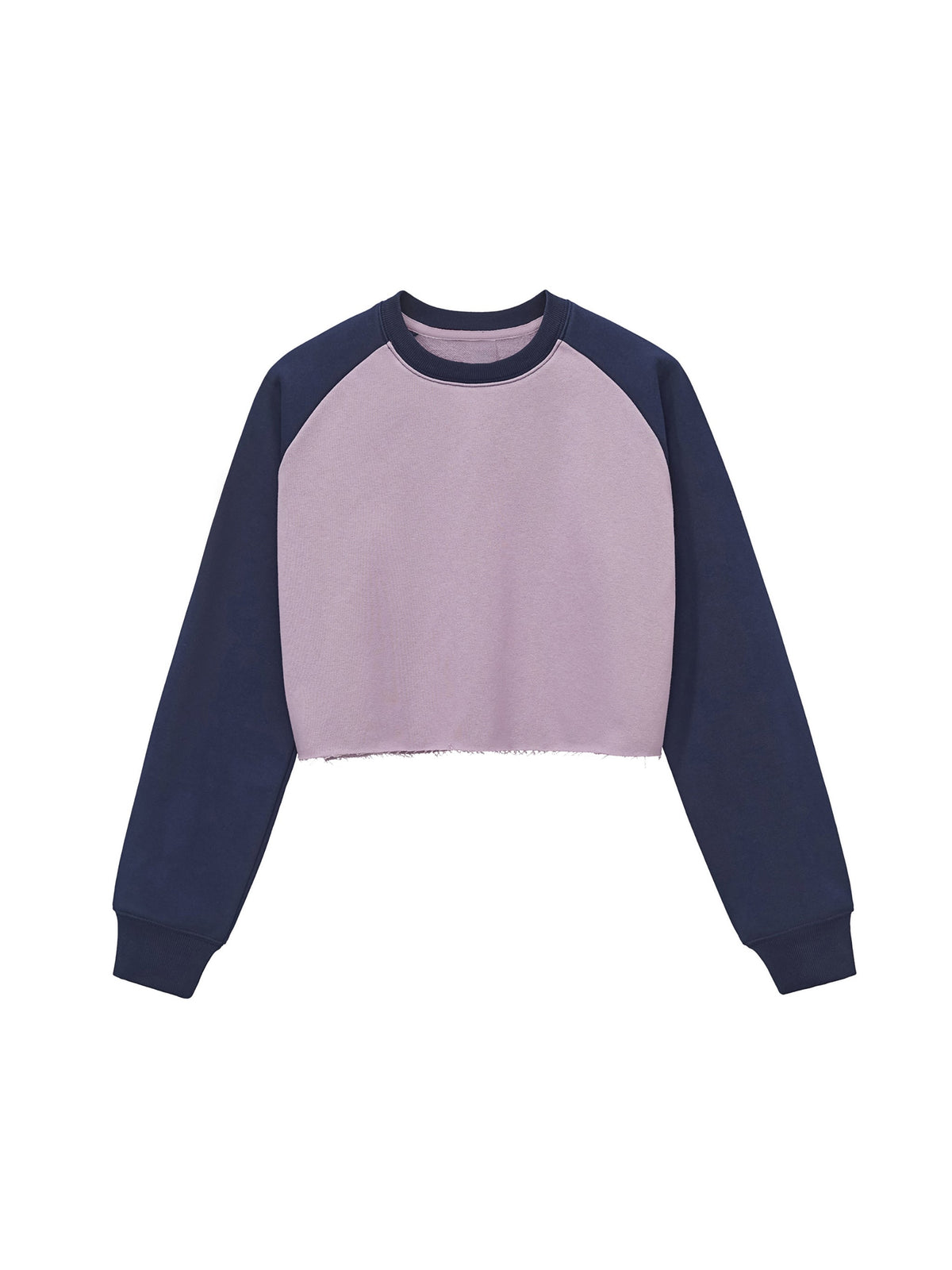 Raw-Hem Colour-Block Raglan Crop Sweatshirt