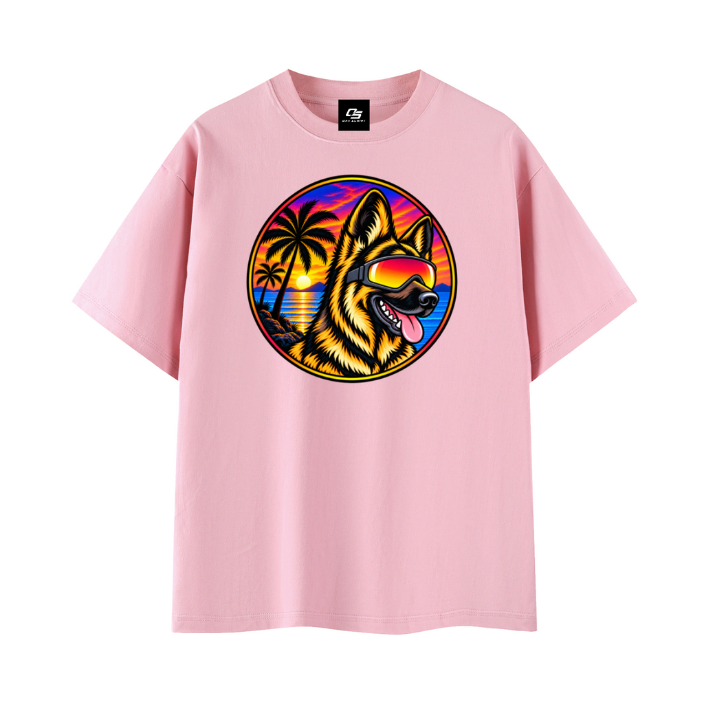 German Shepherd Sunset Graphic T-Shirt – Pink