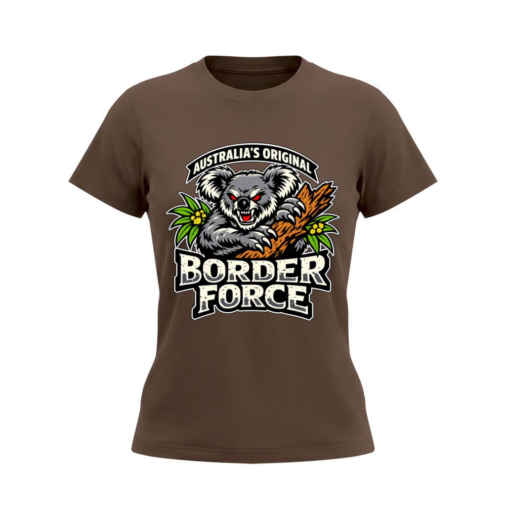 Drop Bear Women's Slim Fit Crewneck T-Shirt - Coffee front mockup