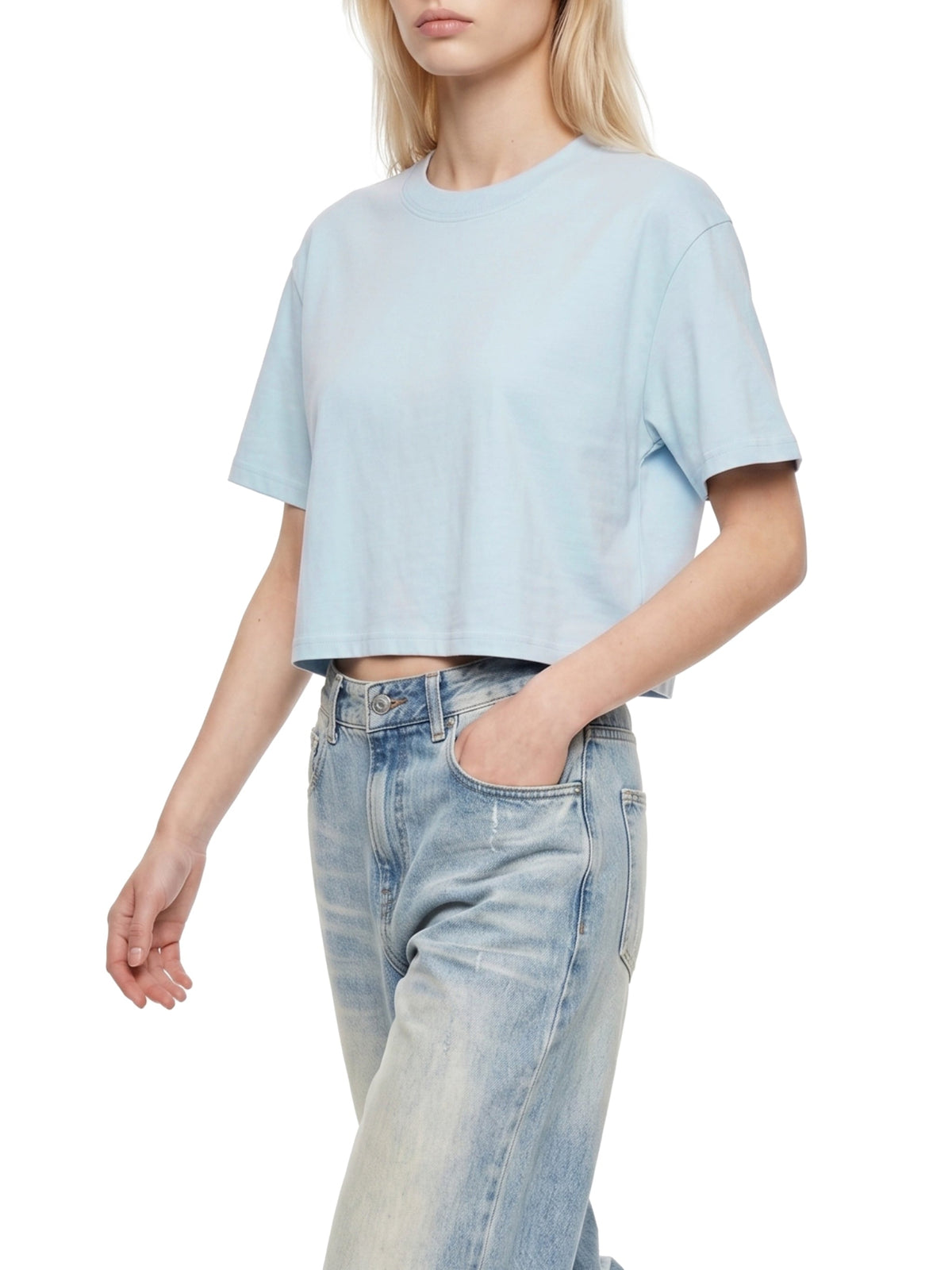 Women's Mineral Wash Cotton Crop T-Shirt