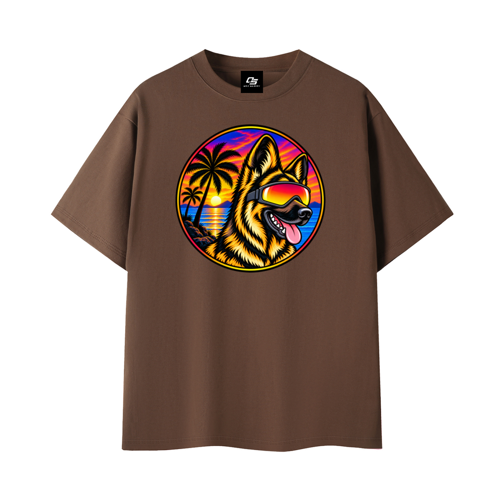 German Shepherd Sunset Graphic T-Shirt – Coffee