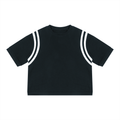 Black with White Unisex Color Block Waffle Boxy T-Shirt front product view