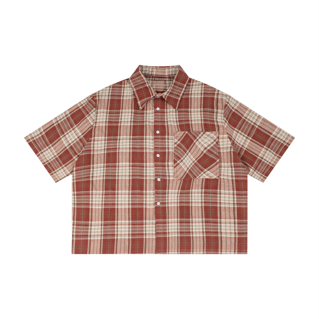 Unisex Plaid Boxy Short Sleeve Shirt