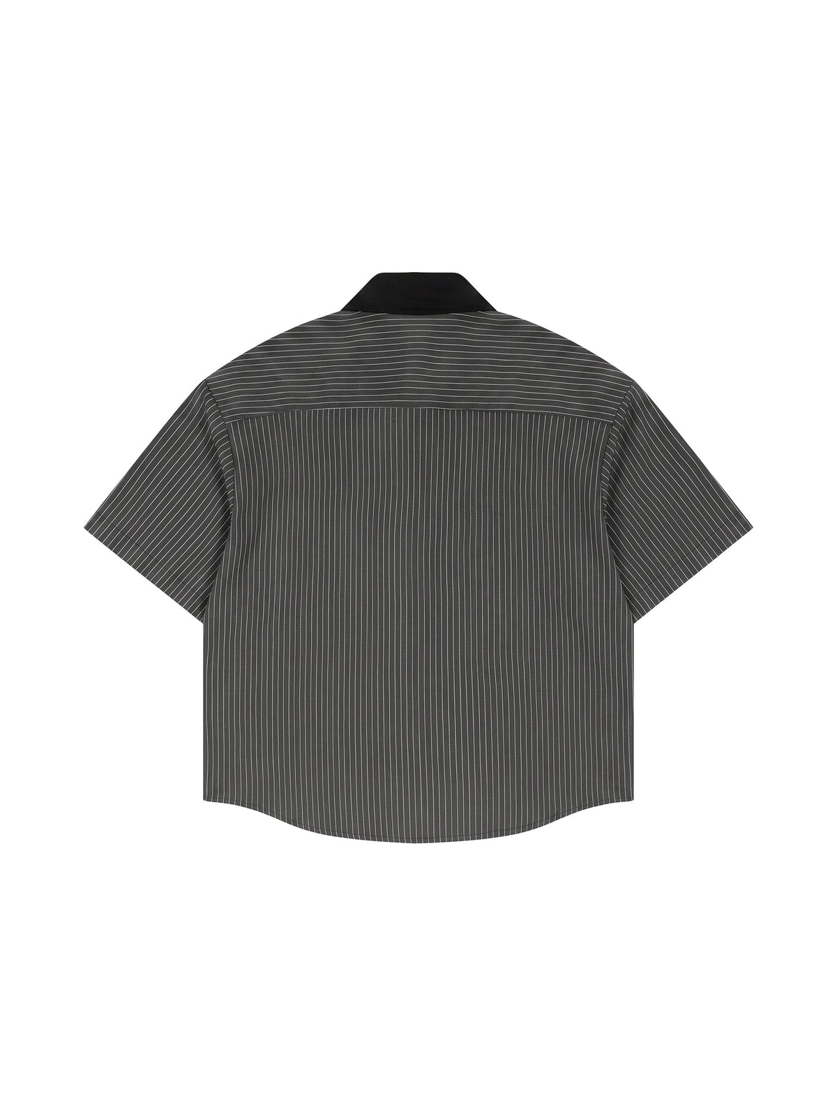 Unisex Striped Boxy Contrast Collar Shirt