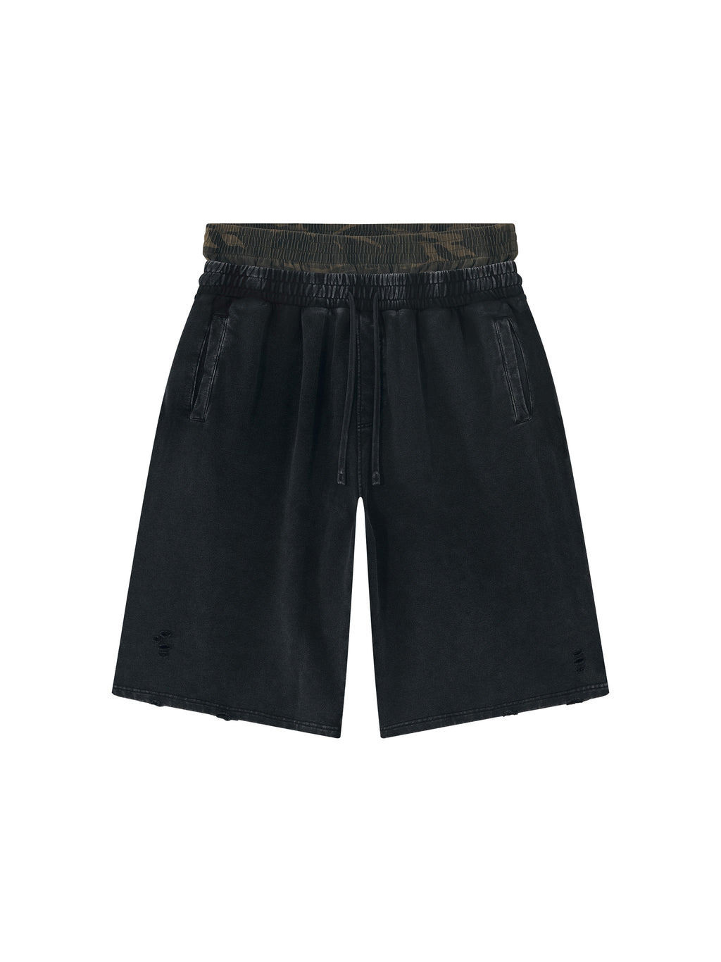 Unisex Vintage Wash Distressed Wide-Leg Shorts