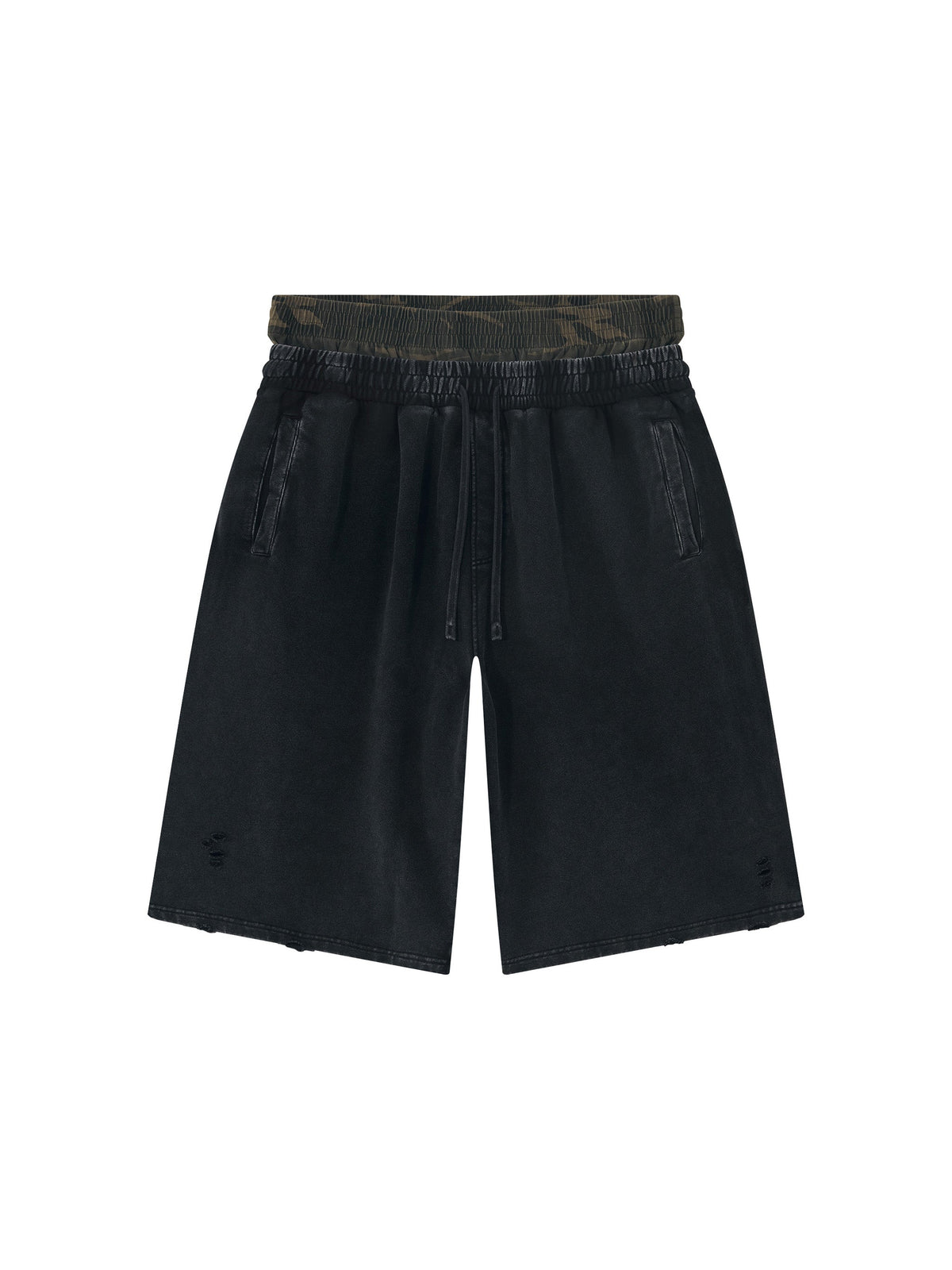 Unisex Vintage Wash Distressed Wide-Leg Shorts