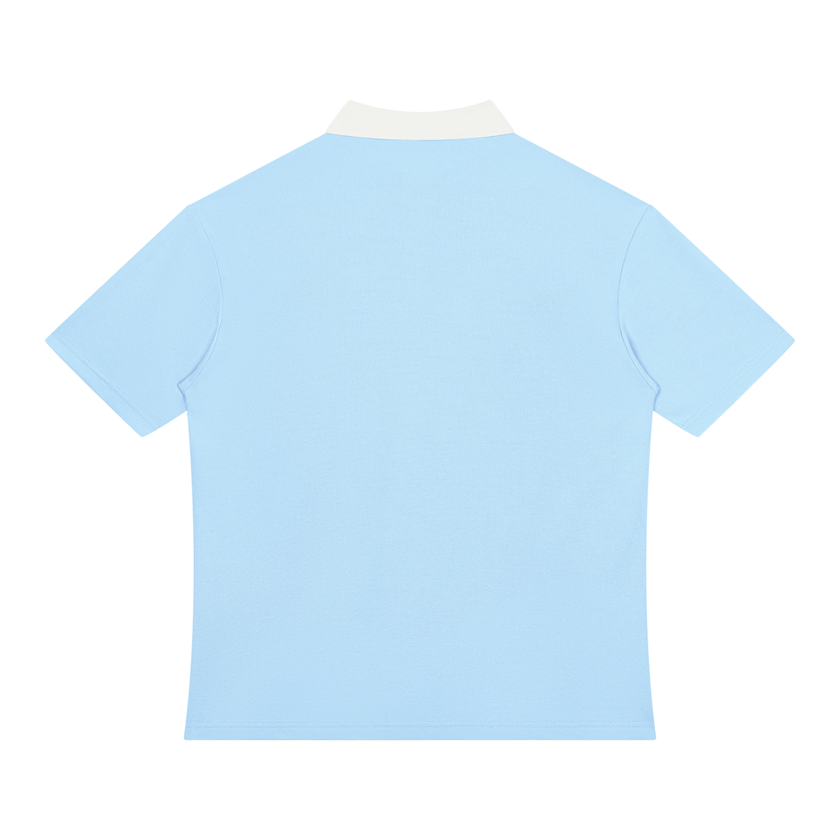 Light Blue with White Unisex Color Block Quarter-Zip Polo Shirt back product view