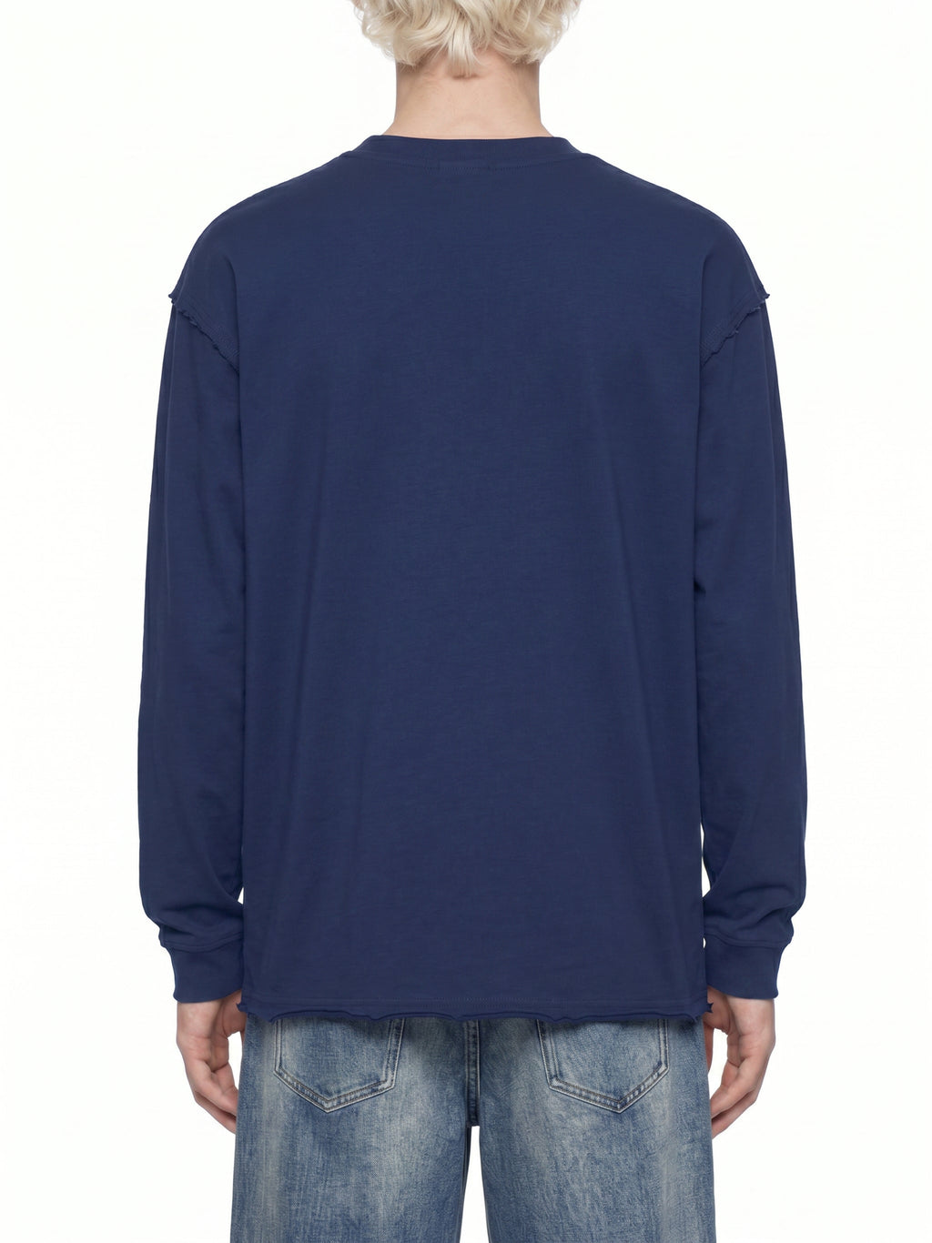 Unisex Raw Hem Long Sleeve T-Shirt