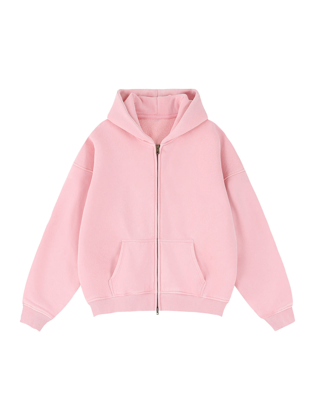 Zip-Through Boxy Fleece Hoodie
