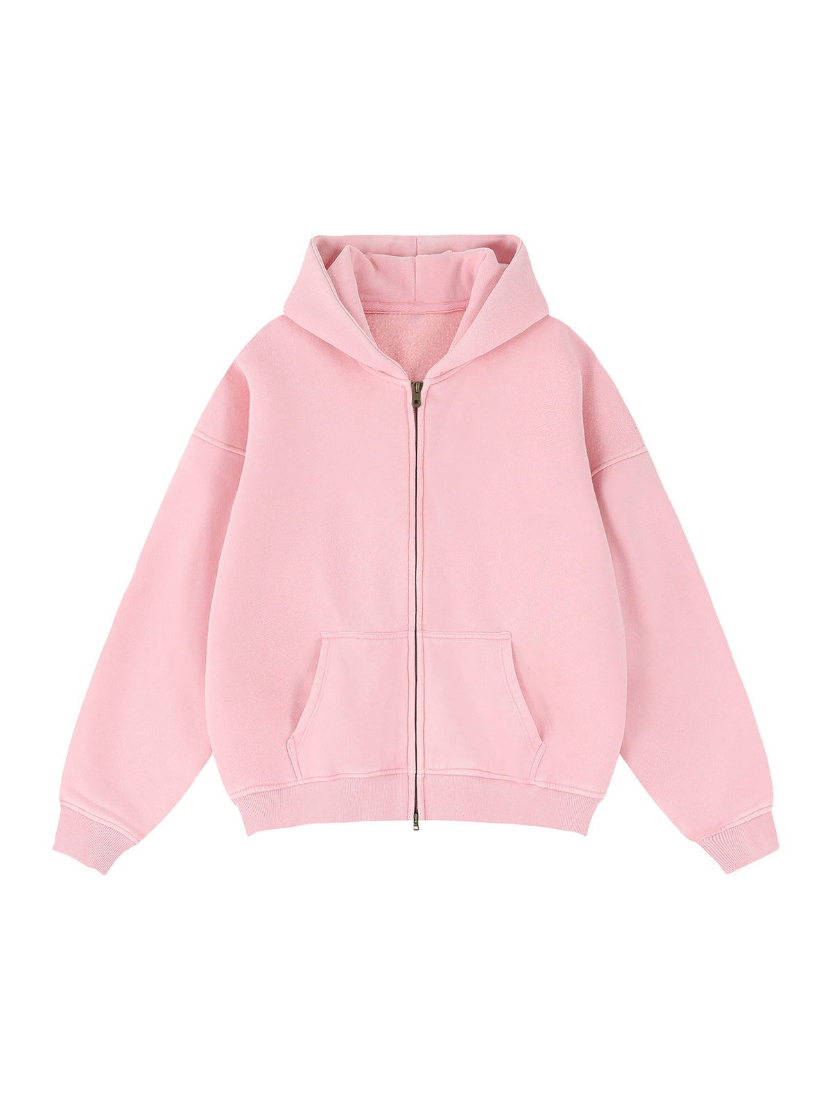 Zip-Through Boxy Fleece Hoodie