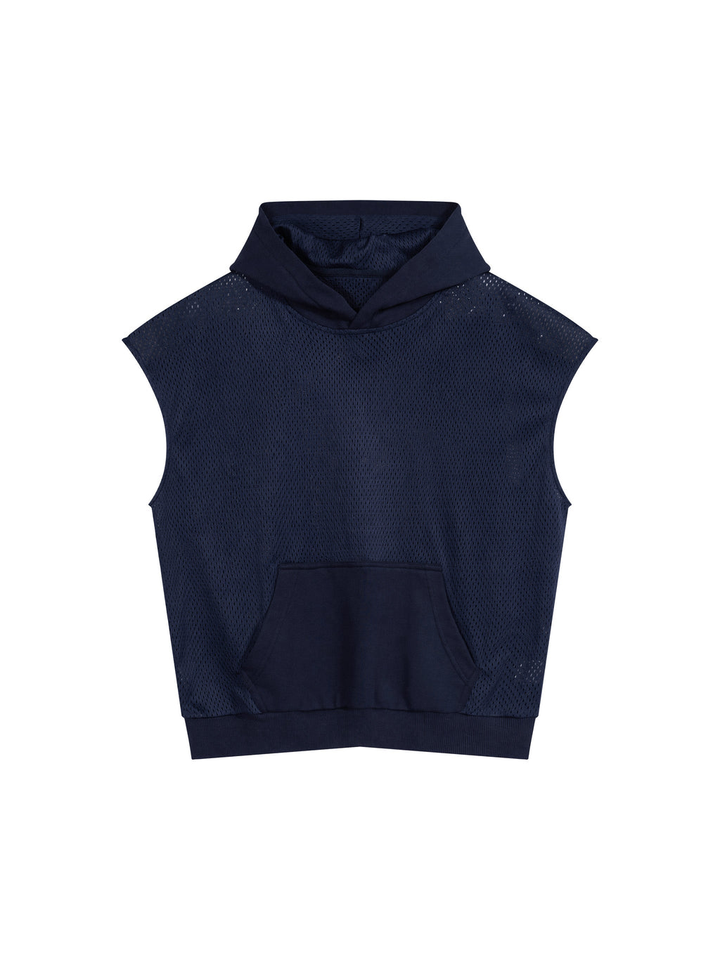 Unisex Panel Mesh Sleeveless Hoodie