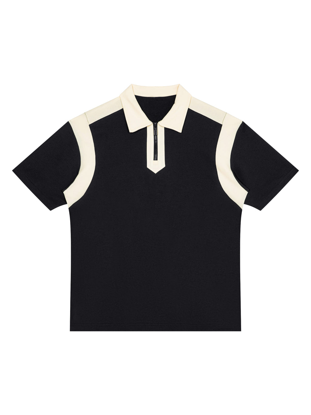 Unisex Color Block Quarter Zip Polo Shirt