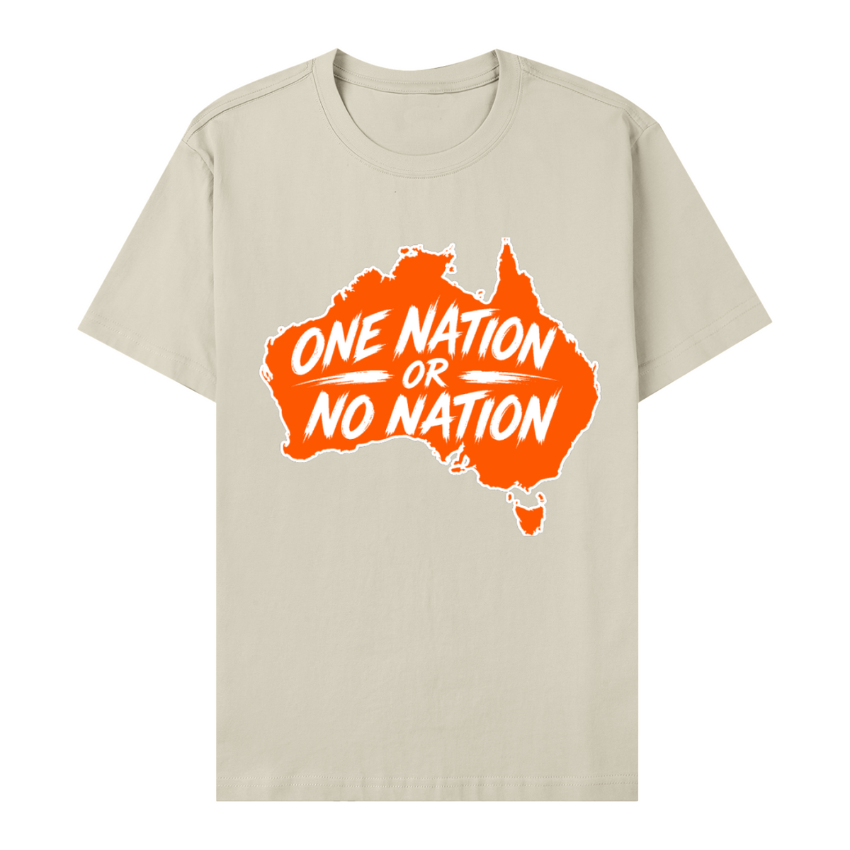 One Nation Essential Cotton T-Shirt - Khaki front 3D mockup