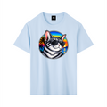 Cool Cat Tropical Sunset Pure Cotton Unisex T-Shirt – Sky Blue