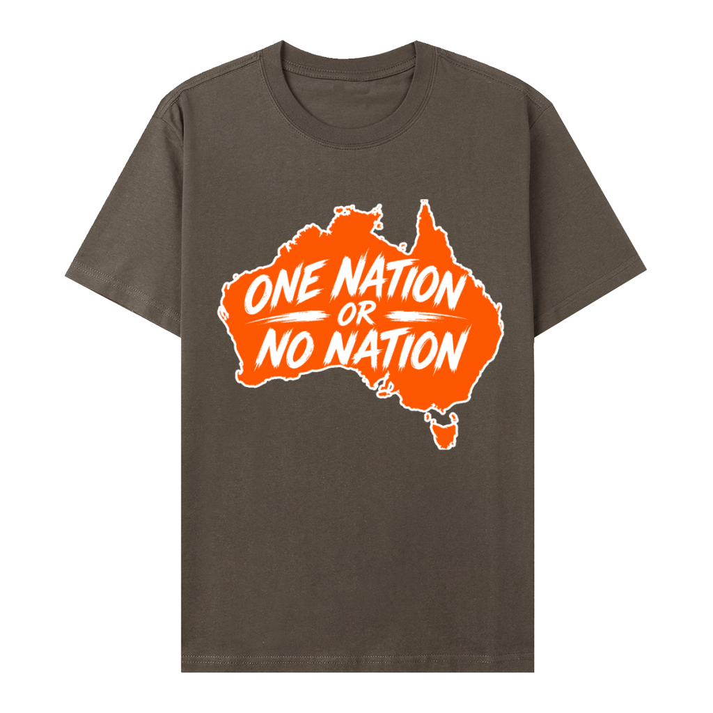One Nation Essential Cotton T-Shirt - Coffee front 3D mockup