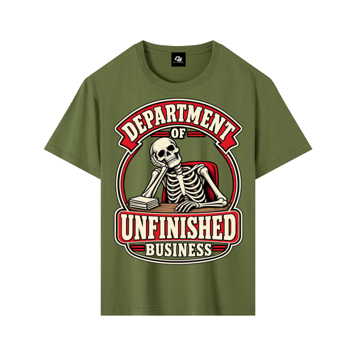 Department of Unfinished Business Pure Cotton Unisex T-Shirt – Army Green
