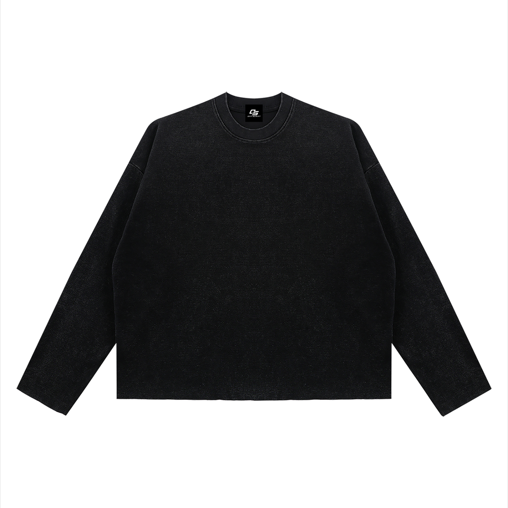 Unisex Vintage Wash Boxy Waffle Raw Edge T-Shirt