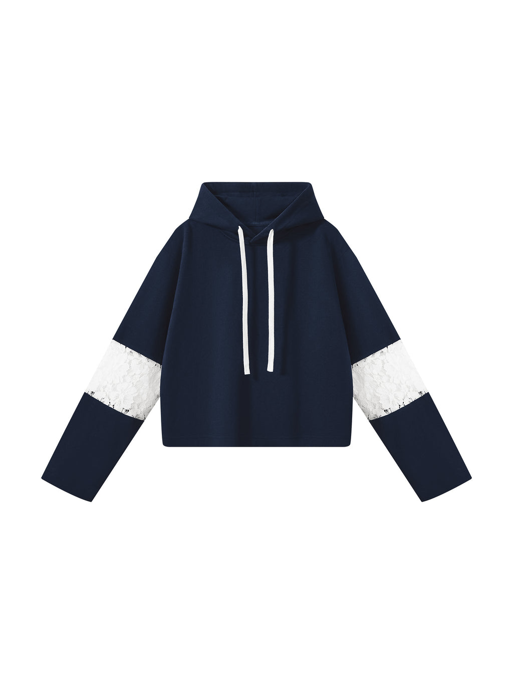 Women’s Cropped Lace-Panel Hoodie