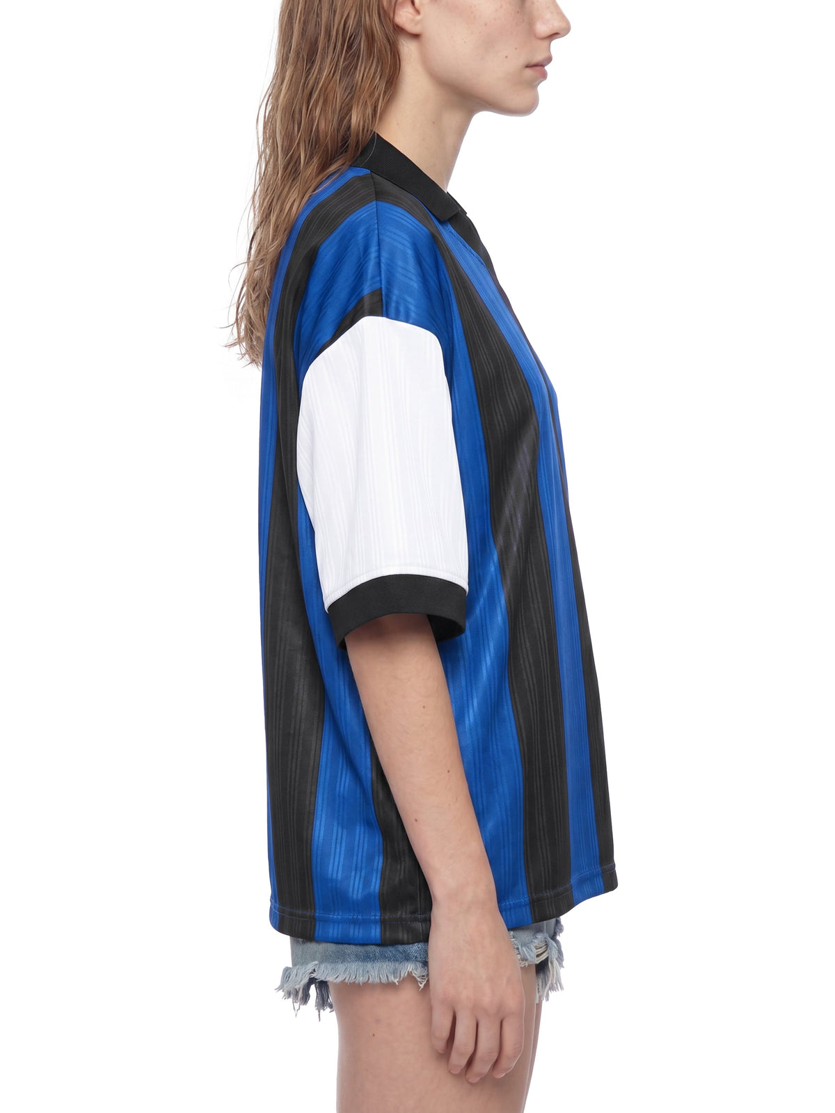 Unisex Boxy Striped Collared Soccer Jersey