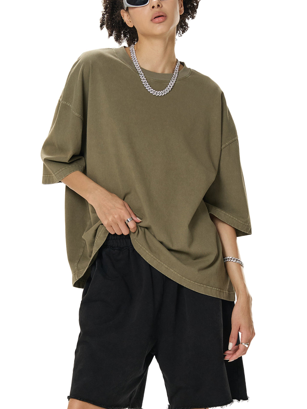 Unisex vintage-washed boxy T-shirt lifestyle view