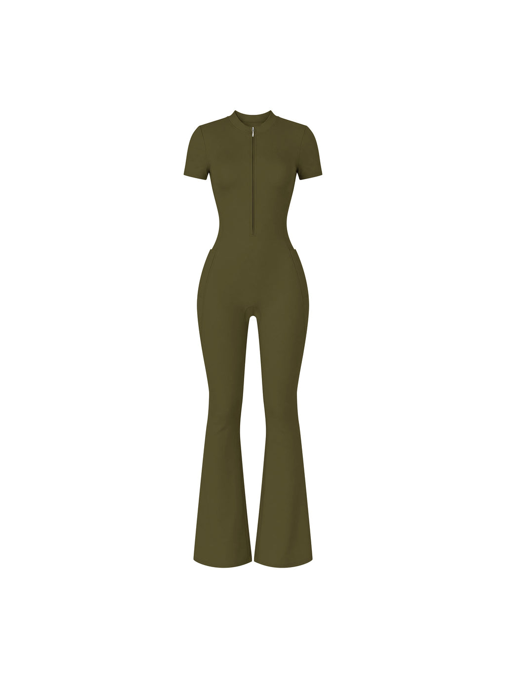 Women’s Tight Flared Leg Quarter-Zip Jumpsuit