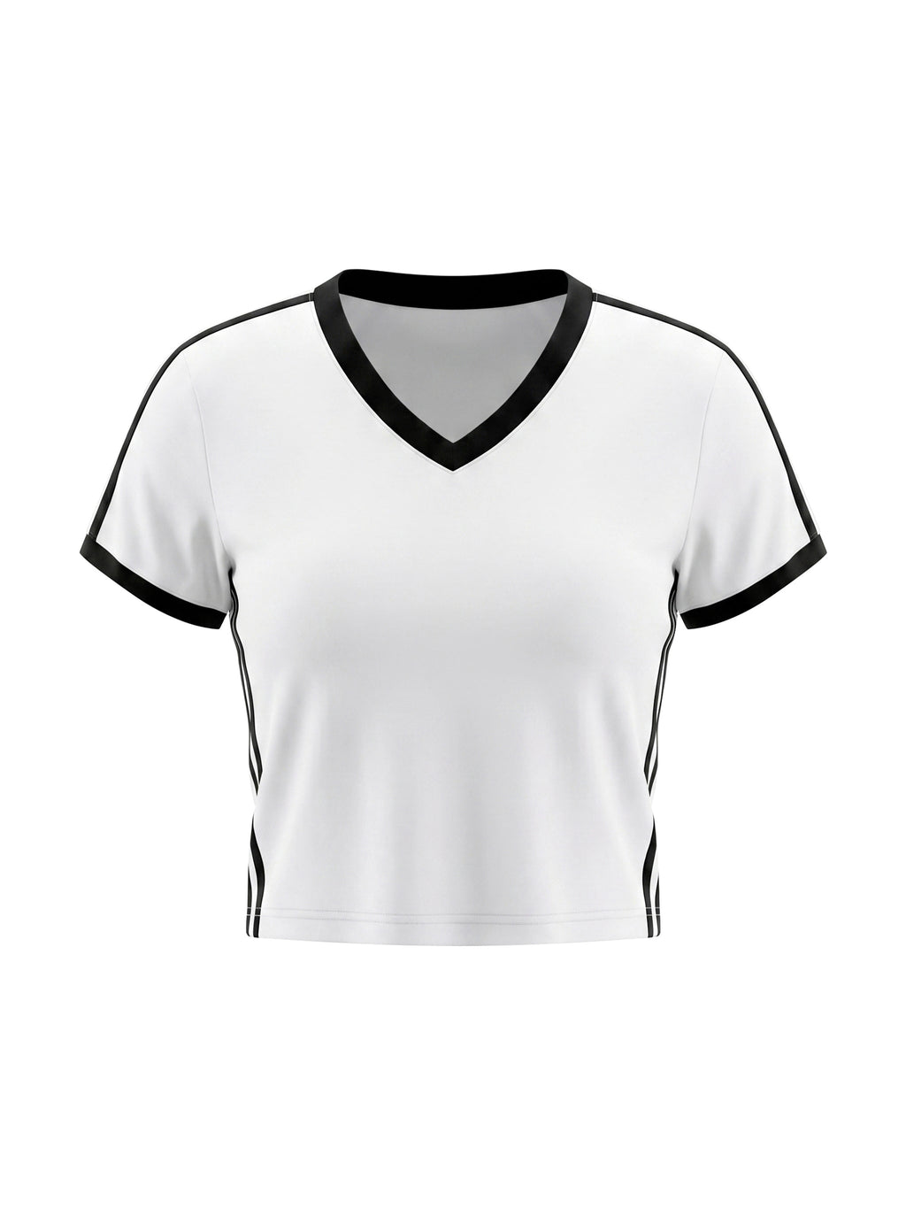 Women's Retro Binding V-Neck Crop T-Shirt