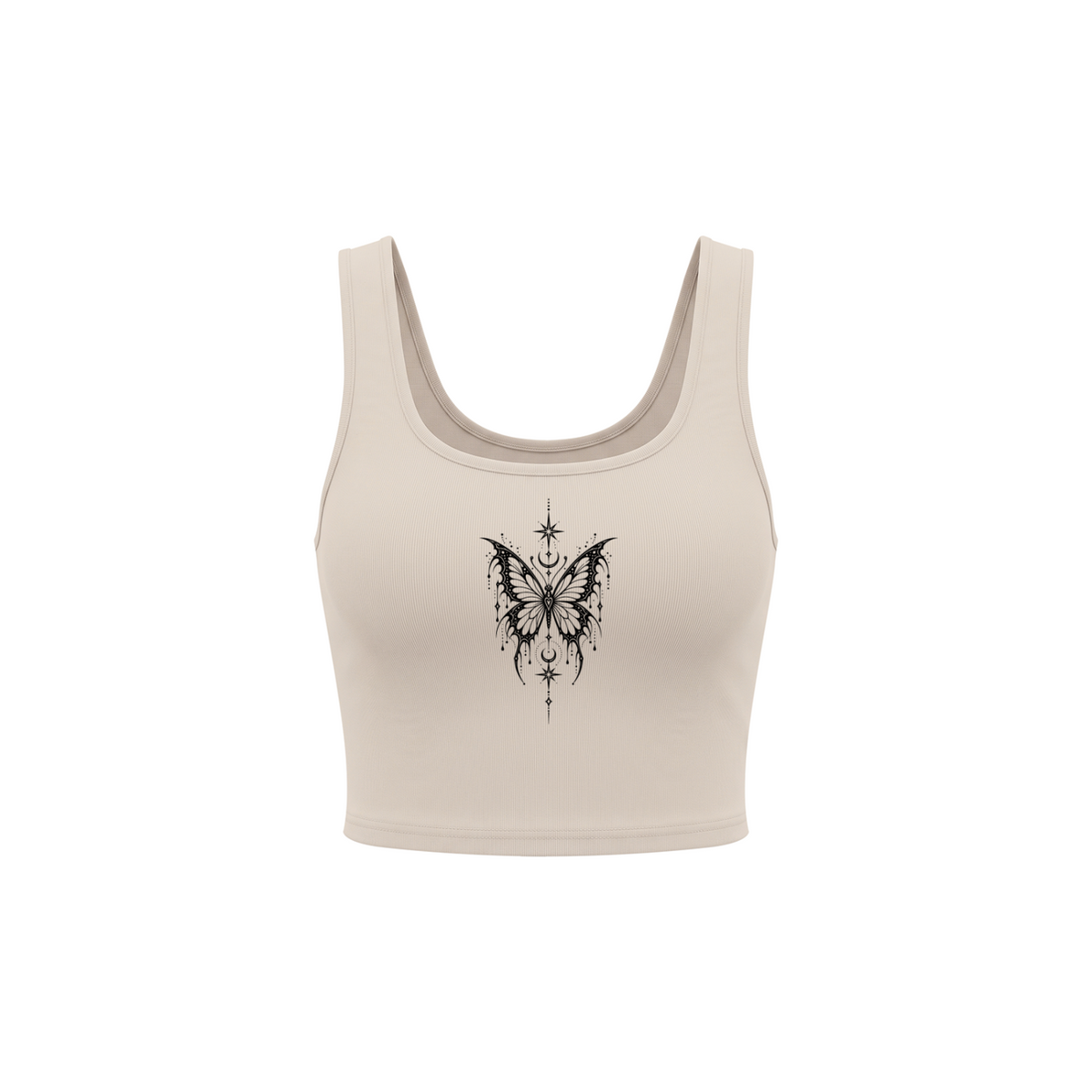 Celestial Butterfly Women’s Cropped Tank Top - Mild Apricot front mockup