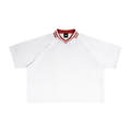 White with Red Unisex Contrast-Lapel Boxy T-Shirt front view