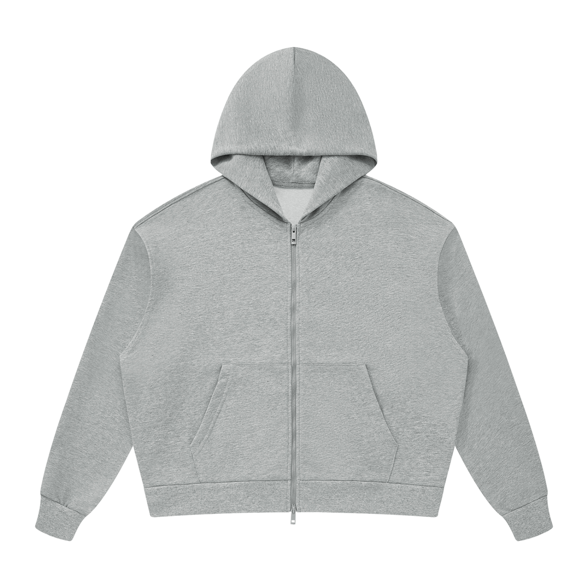 Unisex Drop Shoulder Full Zip Hoodie – Flower Grey