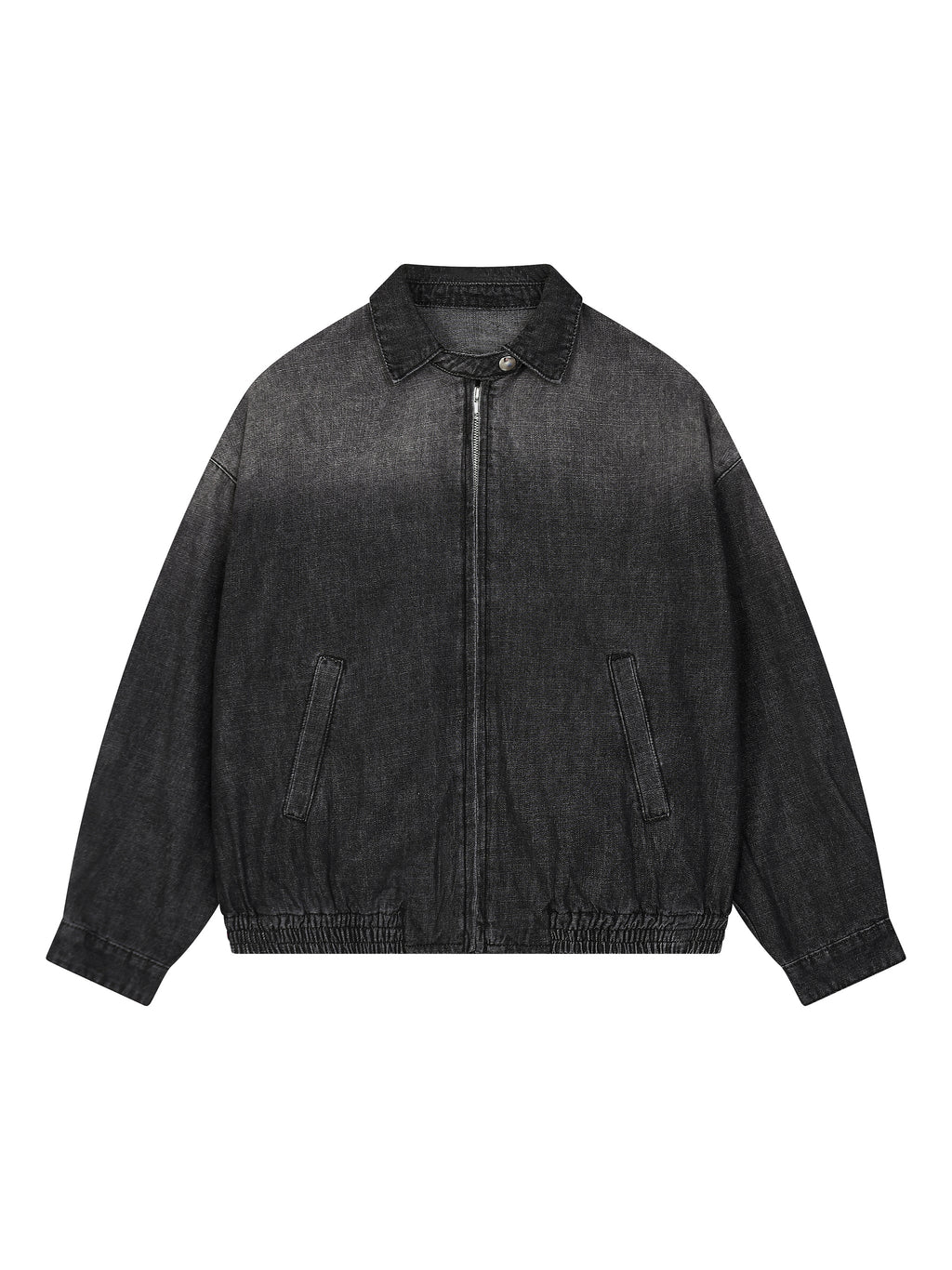 Unisex Vintage Wash Full-Zip Denim Jacket