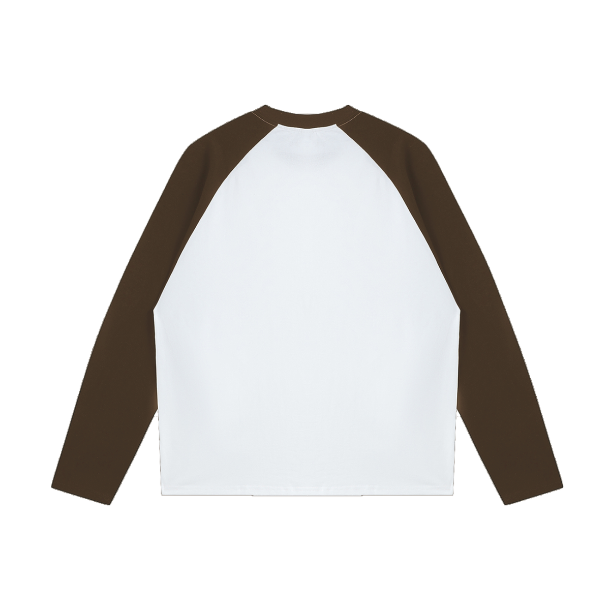 White with Coffee Unisex colour-blocked raglan long-sleeve T-shirt back view