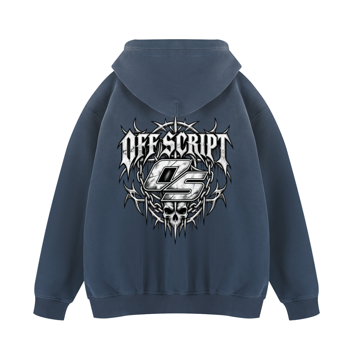 Off Script Gothic Skull Vintage Wash Fleece Hoodie