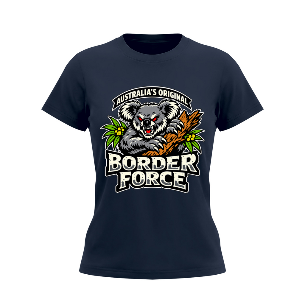 Drop Bear Women's Slim Fit Crewneck T-Shirt - Navy Blue front mockup
