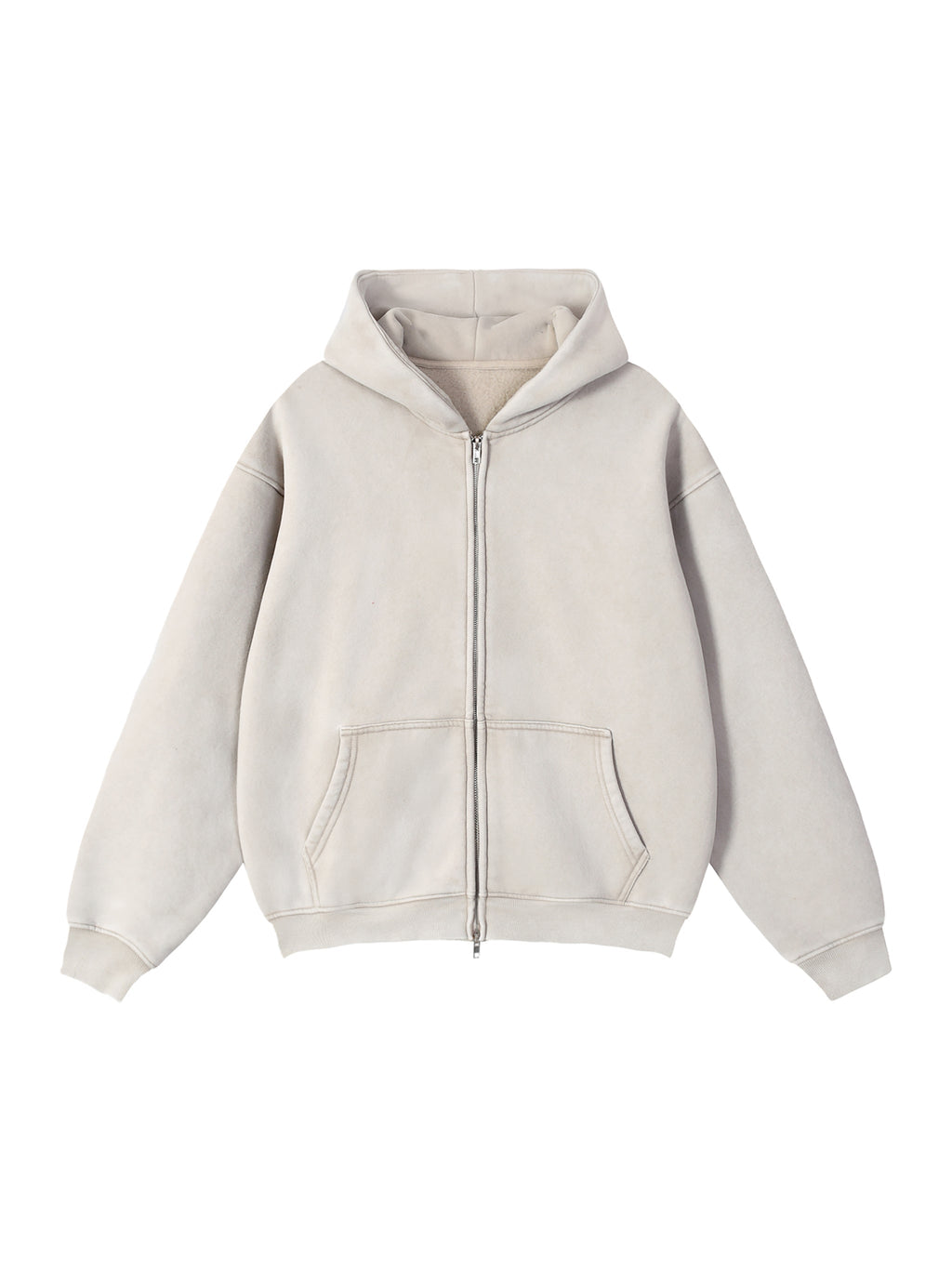Zip-Through Boxy Fleece Hoodie