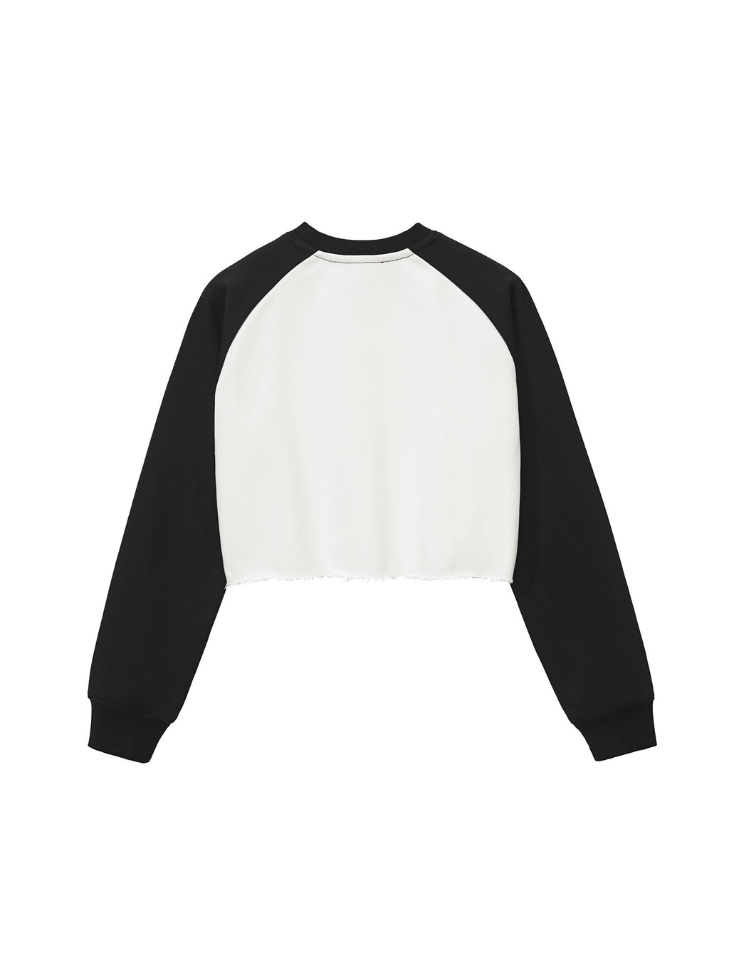 Raw-Hem Colour-Block Raglan Crop Sweatshirt
