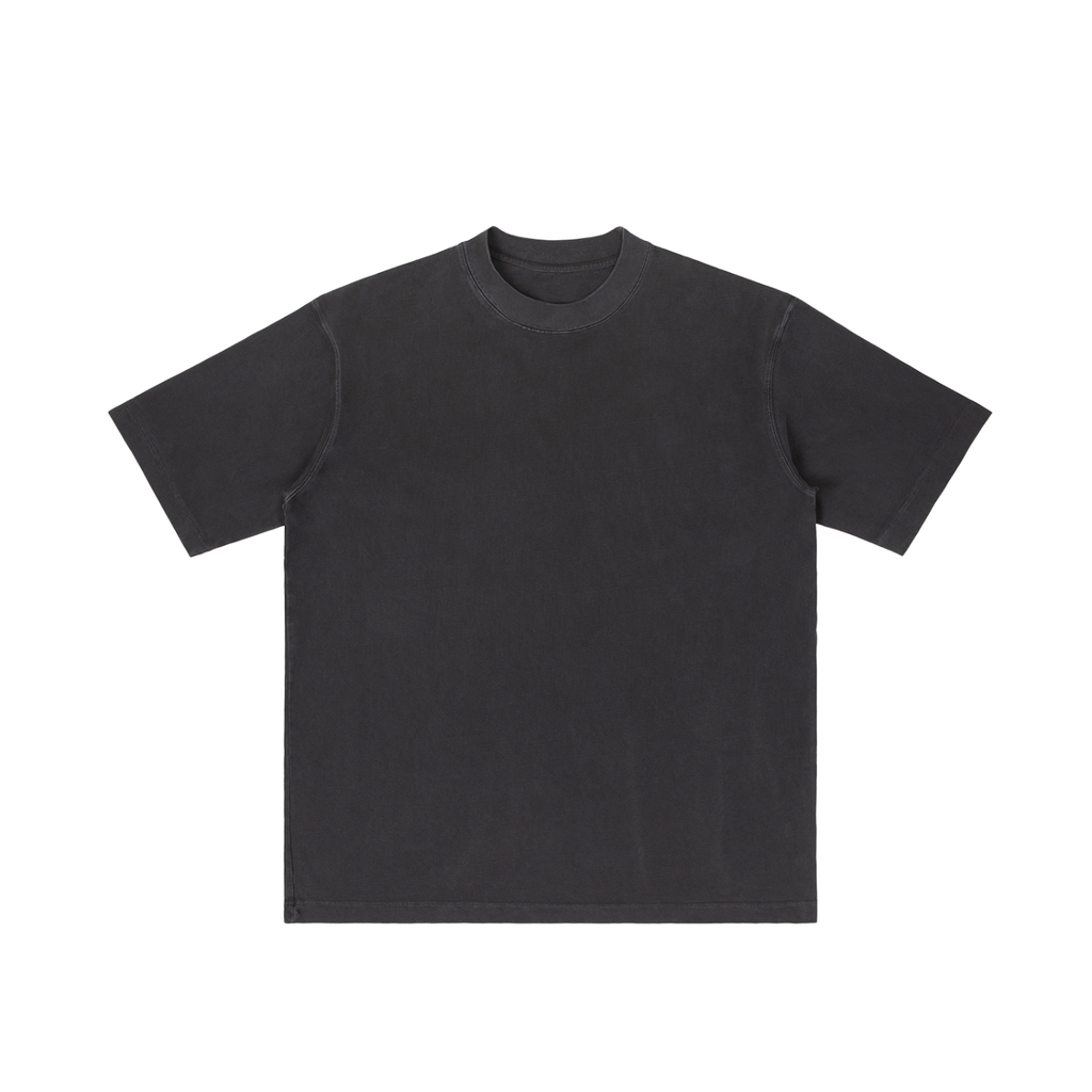 Black Unisex Vintage-Wash Drop-Shoulder T-Shirt front view