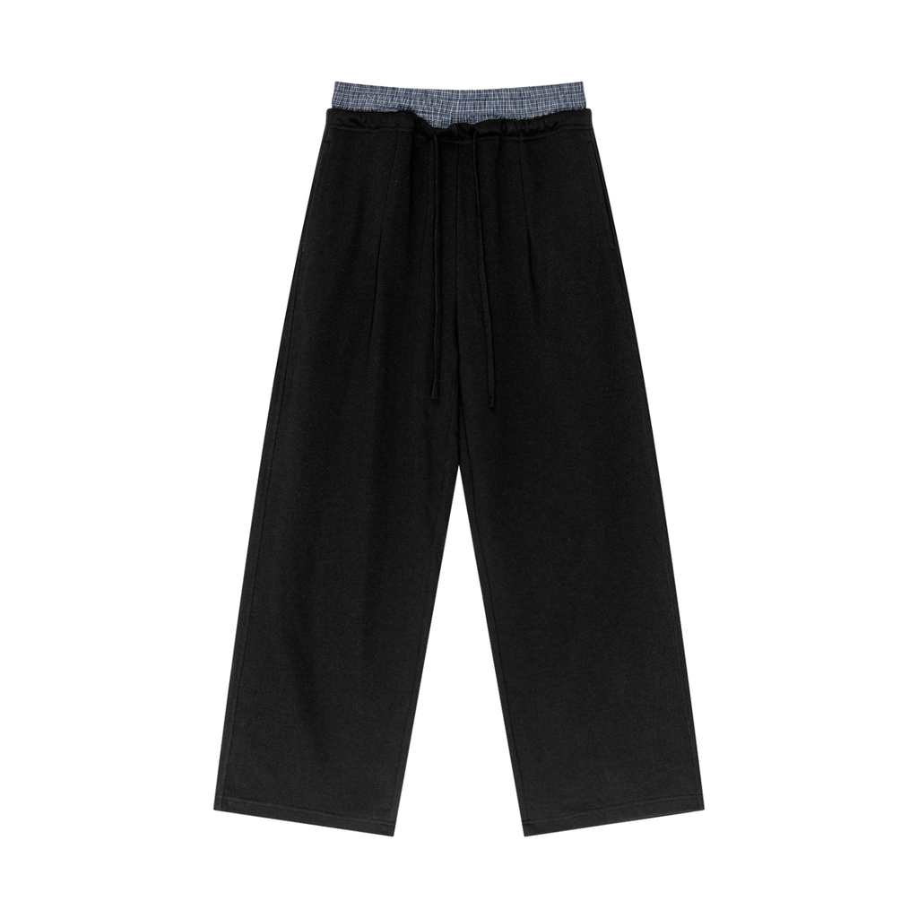 Unisex Plaid Contrast-Waist Pants product image