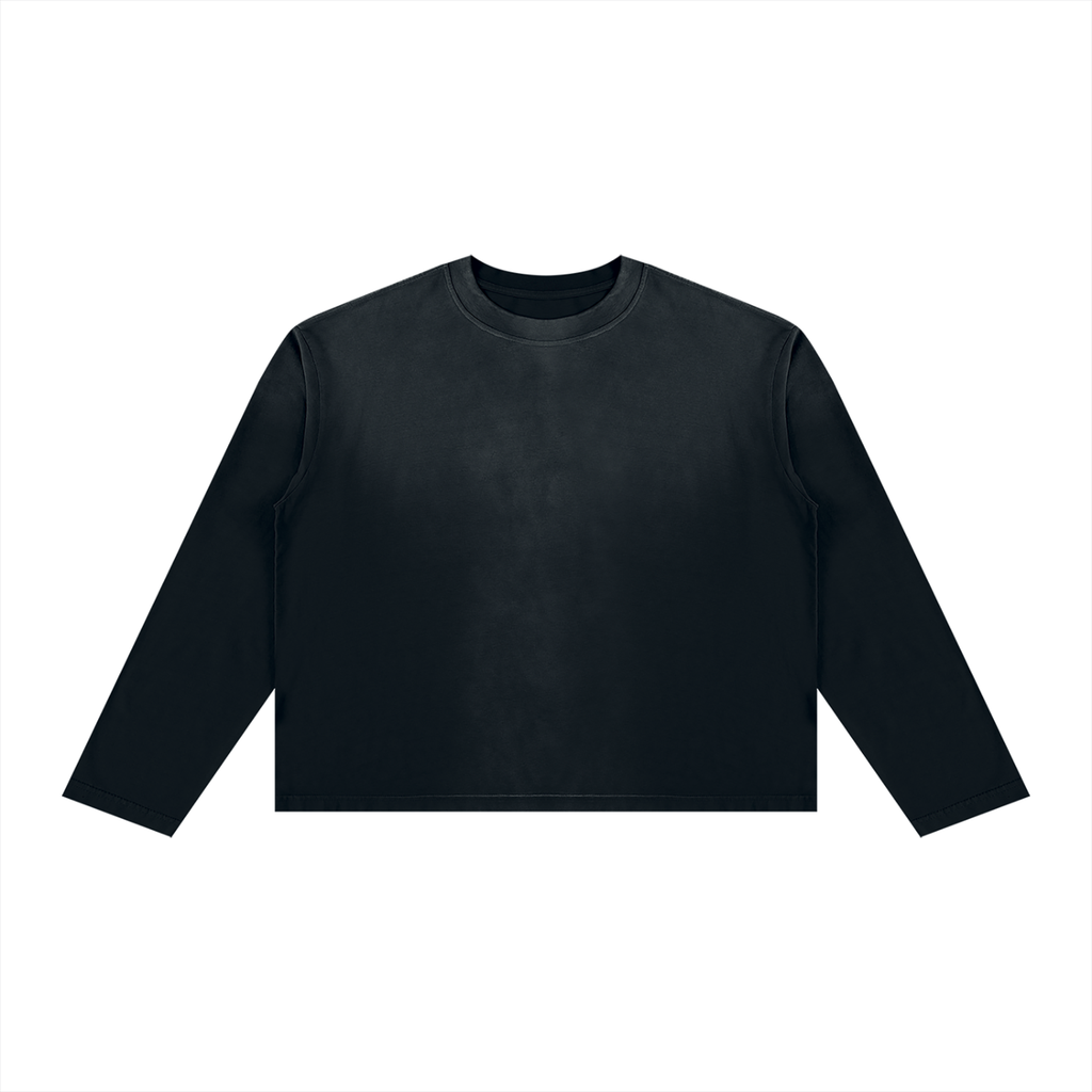 Off Script Sunfade Boxy Long Sleeve T-Shirt - Black front view