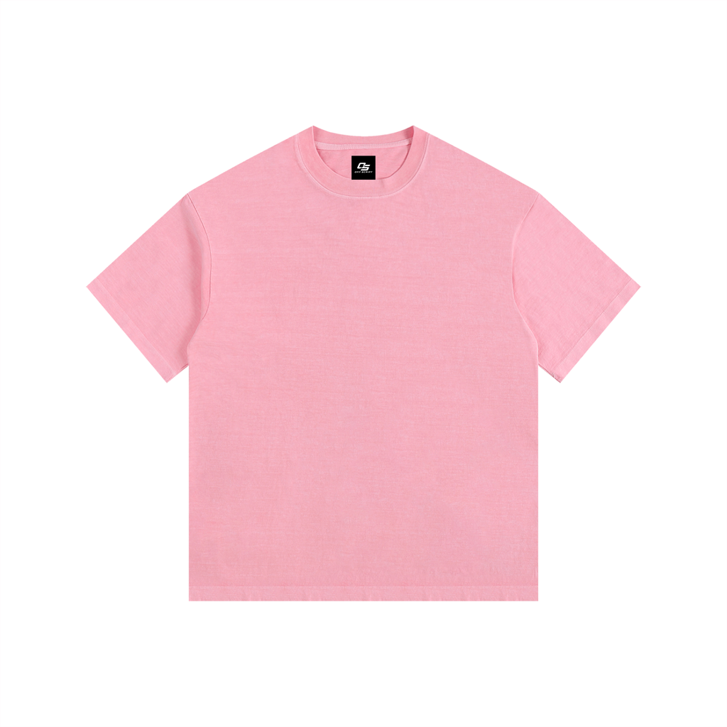 Pink Unisex Vintage-Washed Oversized Cotton T-Shirt front view