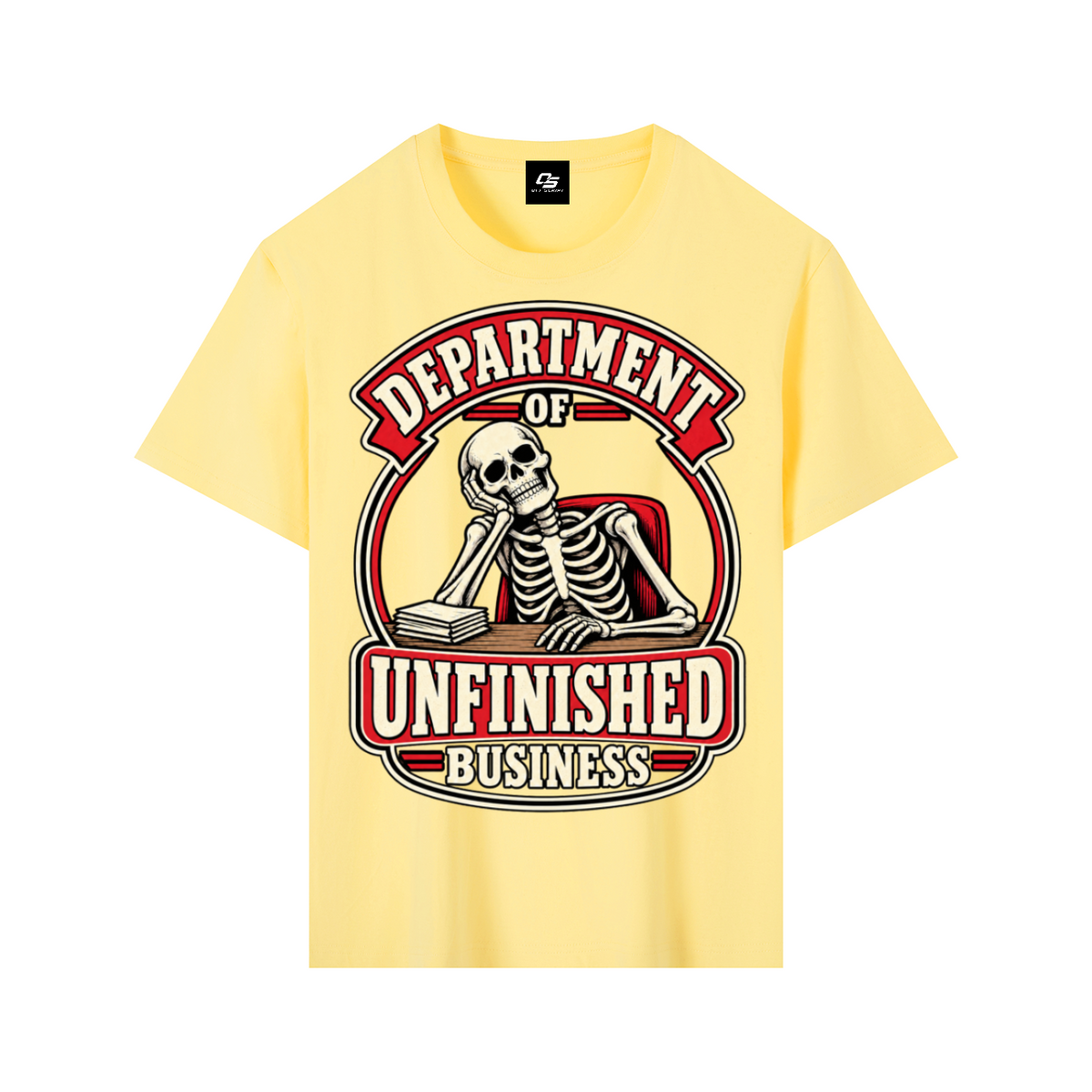 Department of Unfinished Business Pure Cotton Unisex T-Shirt – Yellow