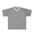 Grey with White Unisex Shadow-Stripe Collared Soccer Jersey front view