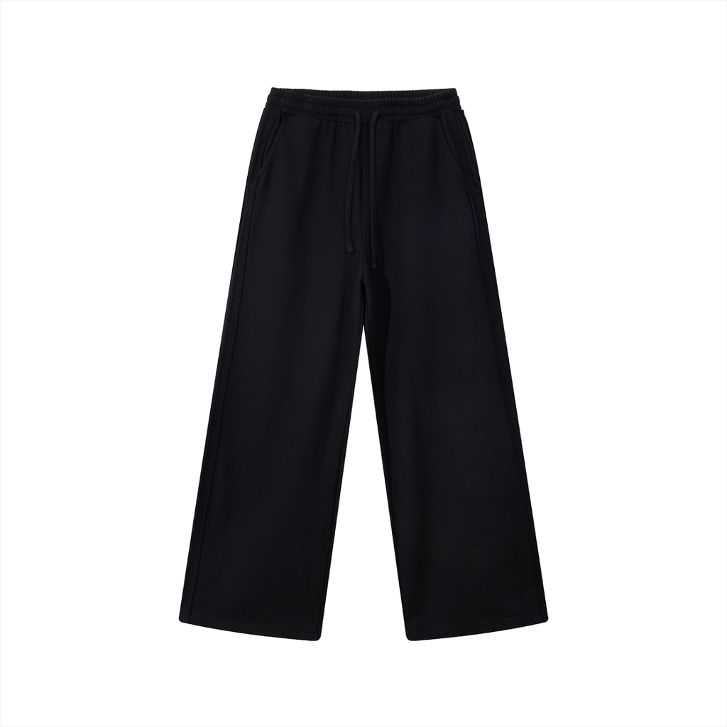 Unisex Contrast-Tape Straight-Leg Sweatpants – Black front view