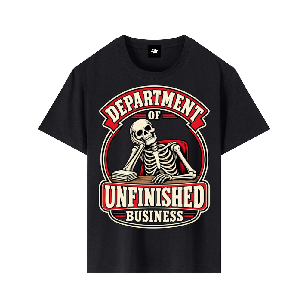 Department of Unfinished Business Pure Cotton Unisex T-Shirt – Classic Black