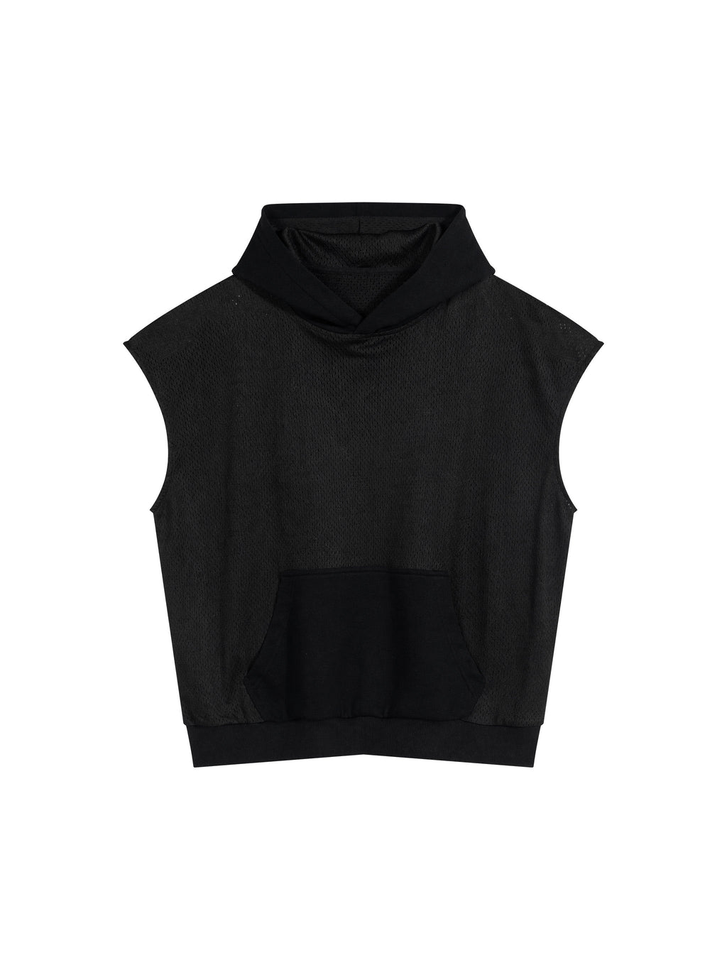 Unisex Panel Mesh Sleeveless Hoodie