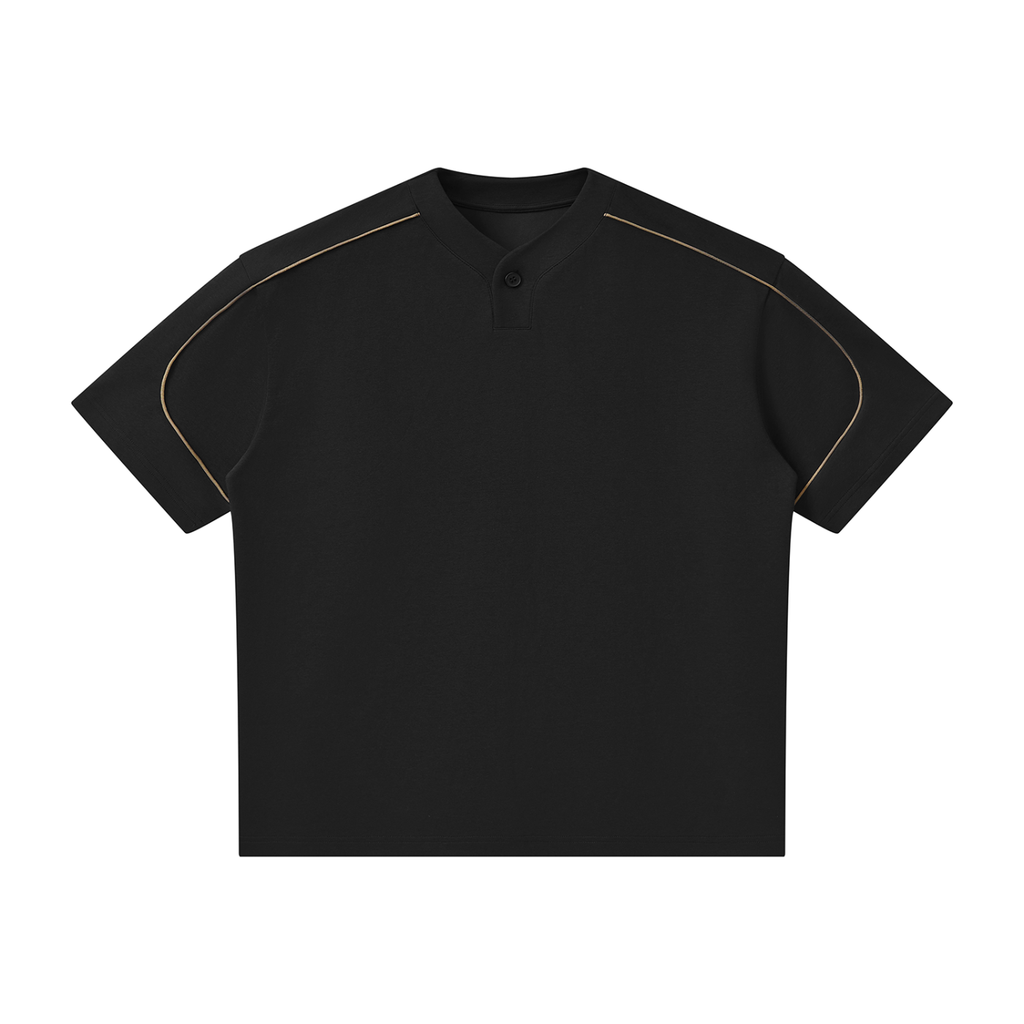Unisex Oversized Piping Henley T-Shirt
